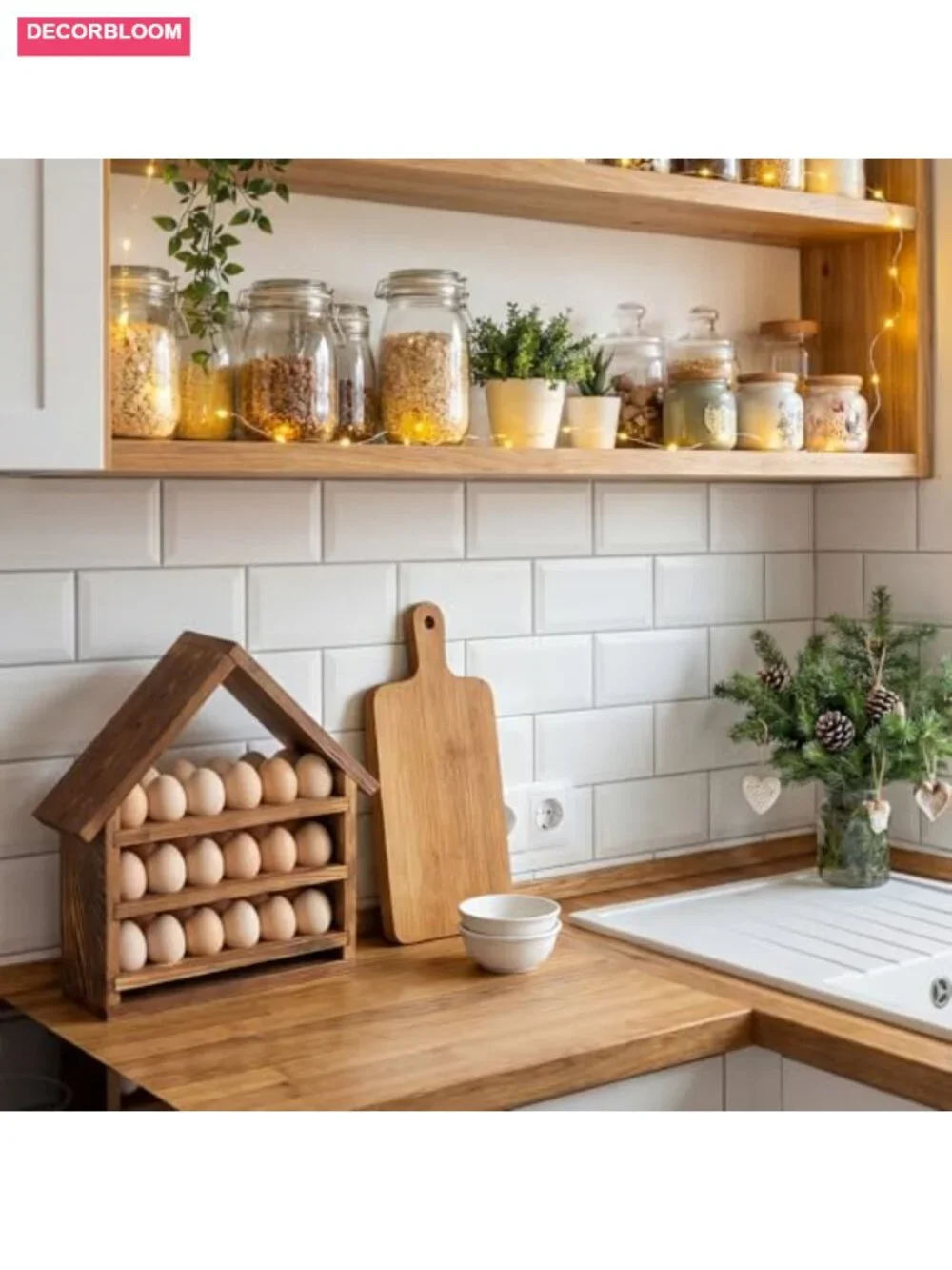 Wooden House Egg Holder 36 Hole 3 Tier Countertop Farmhouse Kitchen Storage - Picture 5 of 6